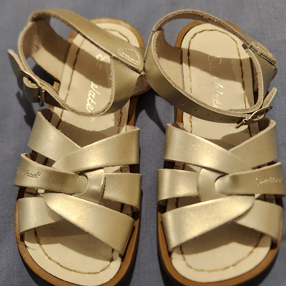 Salt Water Sandals by Hoy Gold Crisscross Sandals